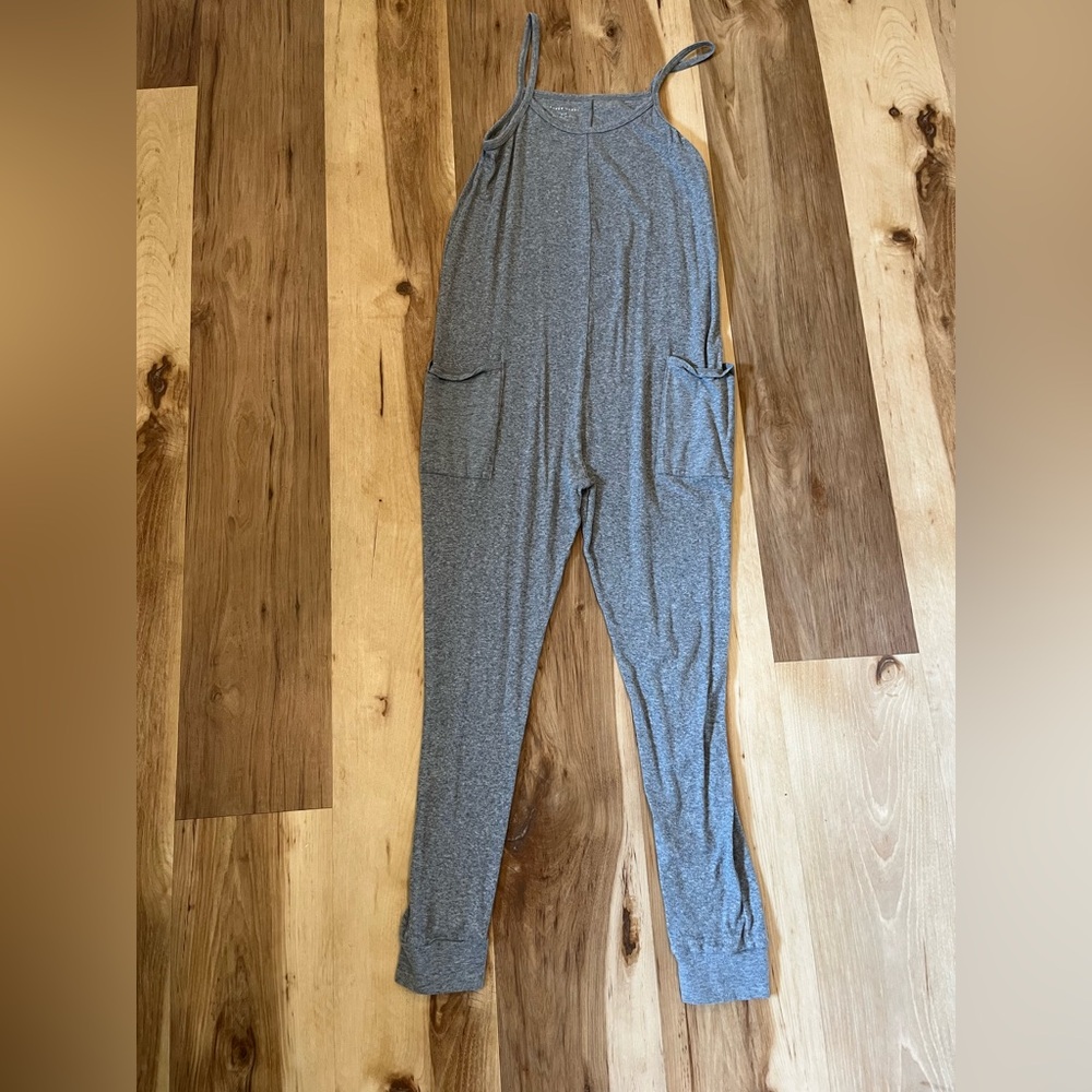 Paper Label Gray Nicola Playsuit Ribbed Knit Cotton Lounge Jumpsuit Size S